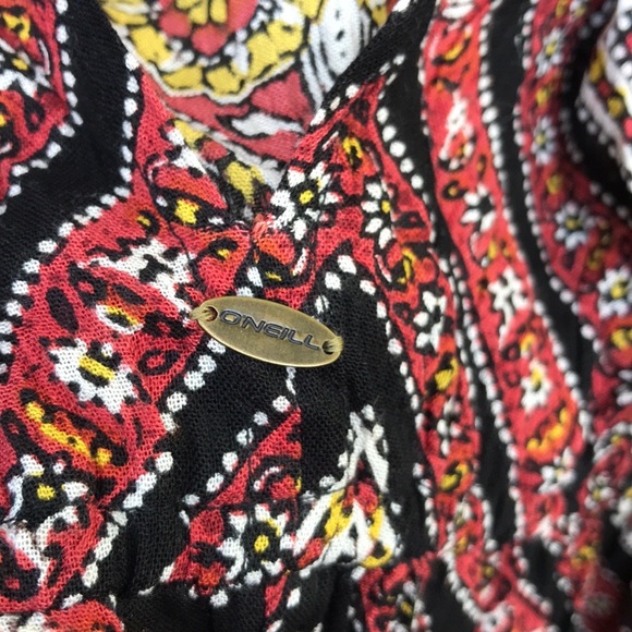 O’Neill Open Back 3/4 Sleeves Romper Floral Diamond Design Shorts Side Pockets S - Picture 3 of 11